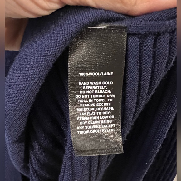 Lafayette 148 New York size S Navy Blue Ribbed Back Shift LS Sweater Dress EUC - Picture 5 of 7